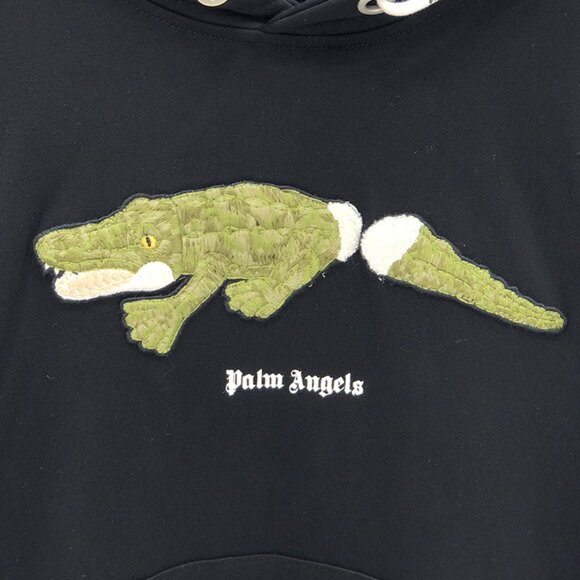 NWT Palm Angels Crocodile Embroidered Hoodie Black - Picture 8 of 9